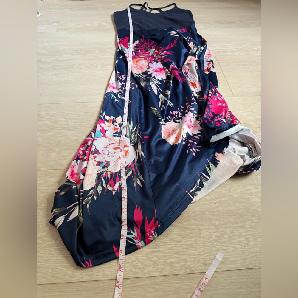 Blue and Pink High-Low Maxi Dress Resort Wear - Picture 6 of 8